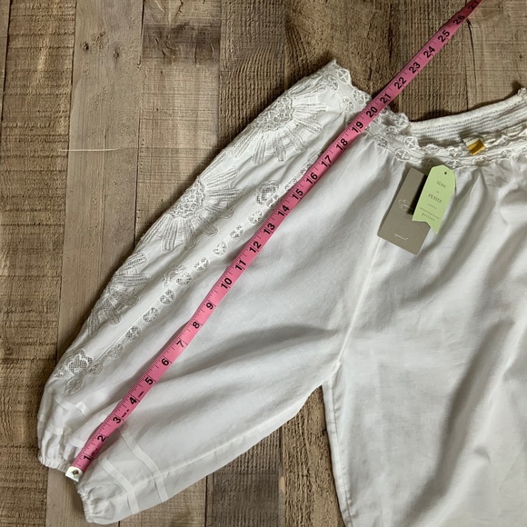 NWT Anthropologie Leifsdottir White Off Shoulder Embroidered Peasant Top S - Picture 15 of 15